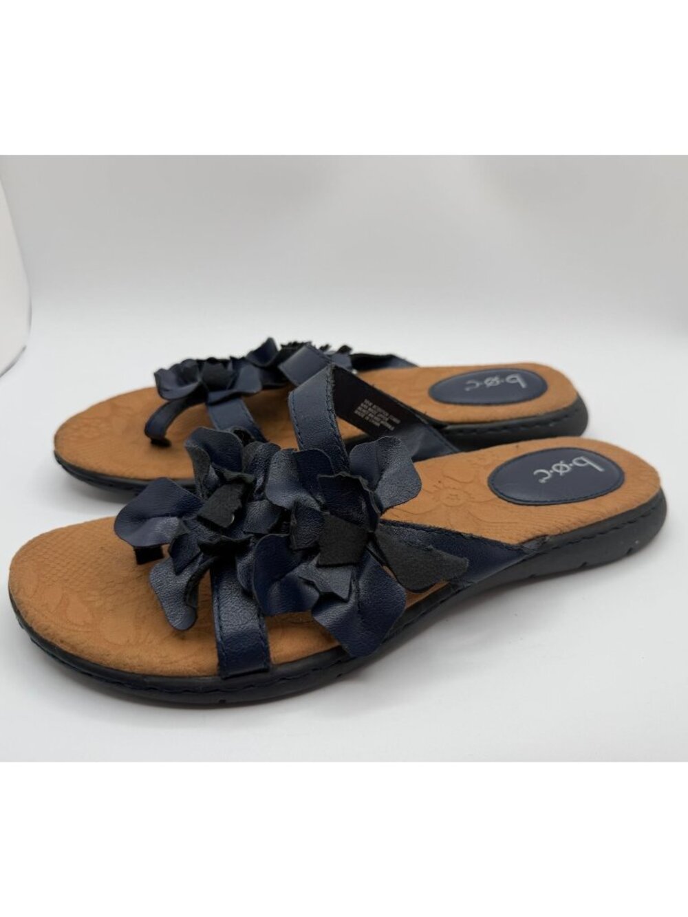 B.O.C. Born Concept Floral Strappy Thong Sandals Women Size 10M Navy Blue Shoes